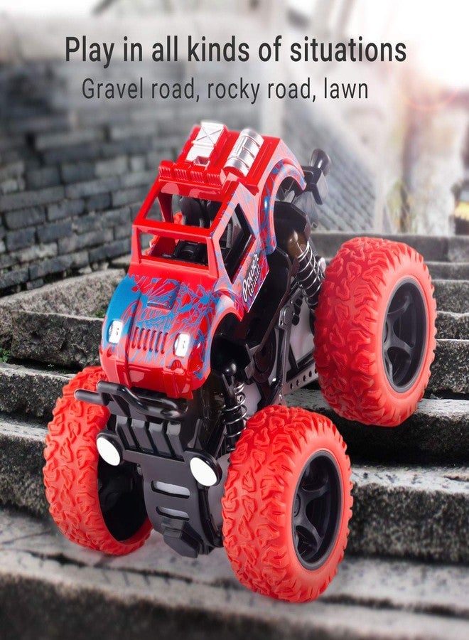 Authfort Unbreakable 4pc 4WD Mini Monster Trucks Friction Powered Cars for Kids Big Rubber Tires Baby Boys Super Cars Blaze Truck Children Gift Toys Mini Rock Crawler (Set of 4) - Image 2